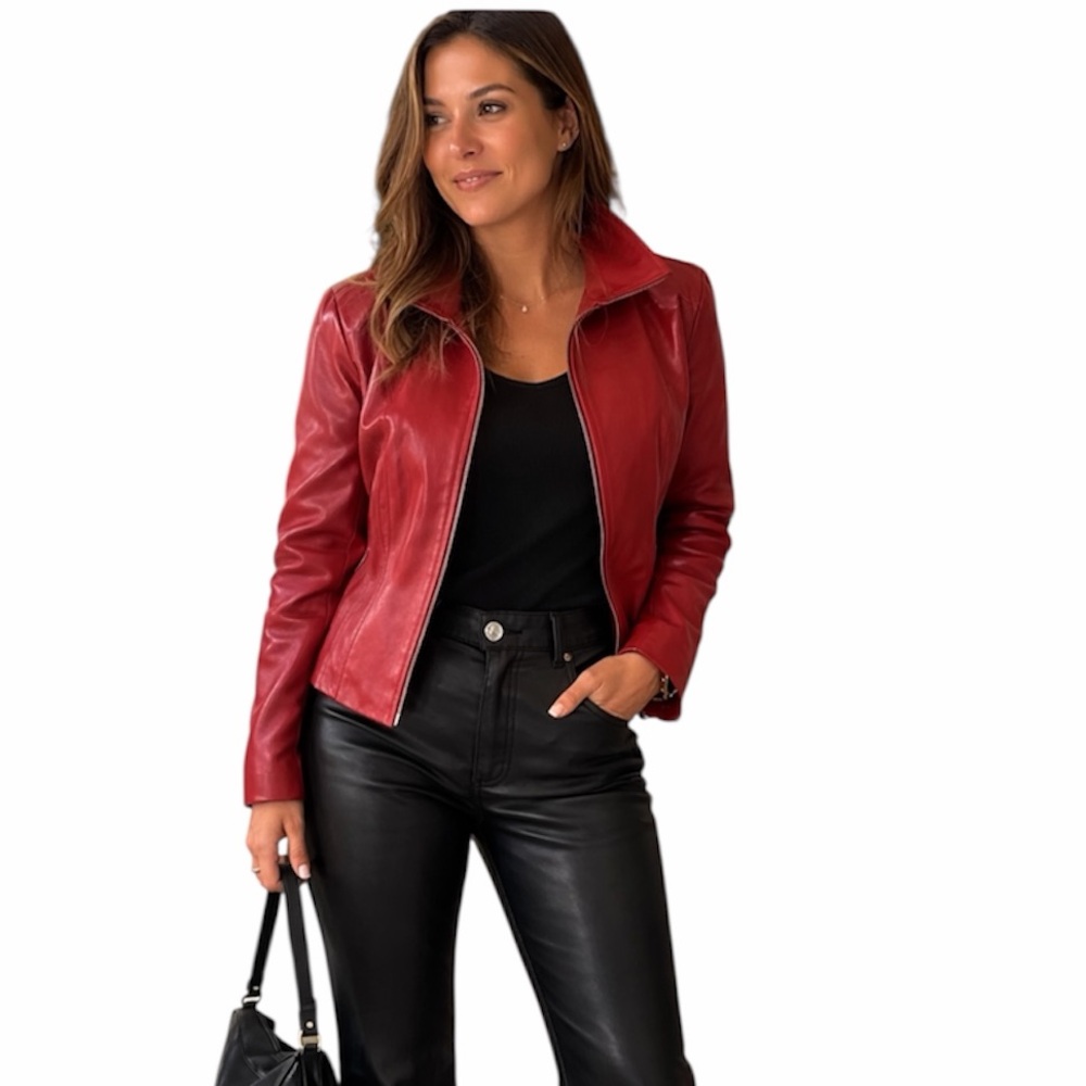 EAST 5th RED GENUINE LEATHER JACKET L petite
